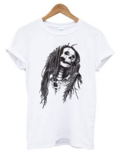 Palm Angels White Rasta Skull T-shirt