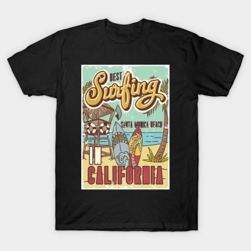 Best Surfing Santa Monica Beach California T-shirt