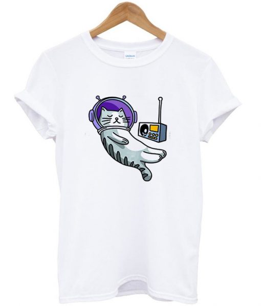 Astronaut Cat Cartoon T-shirt