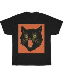 Black Cat Halloween Themed T-Shirt
