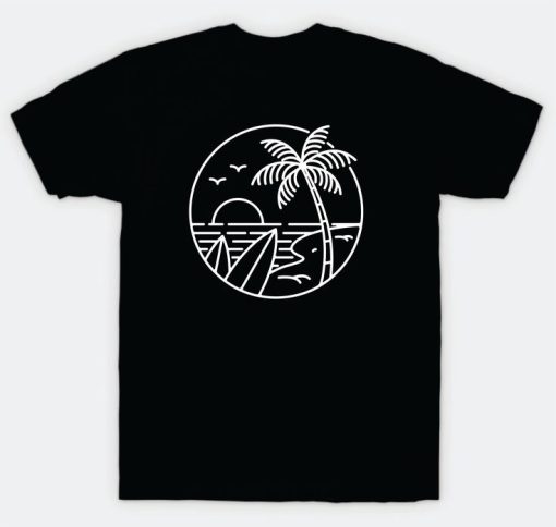 Surf Beach Line Art T-shirt