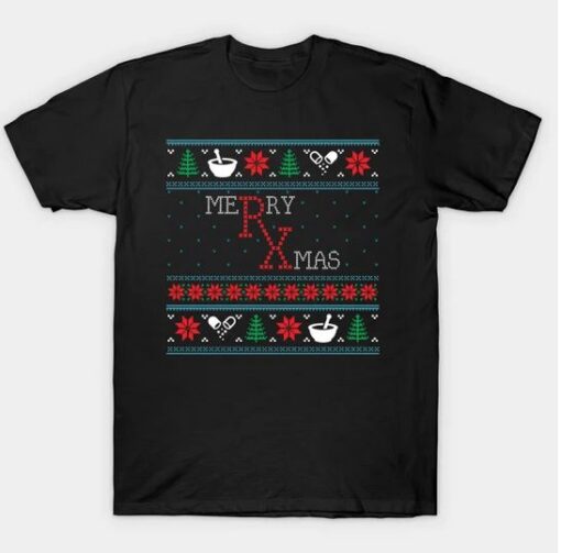 Pharmacy Ugly Christmas Xmas t-shirt thd